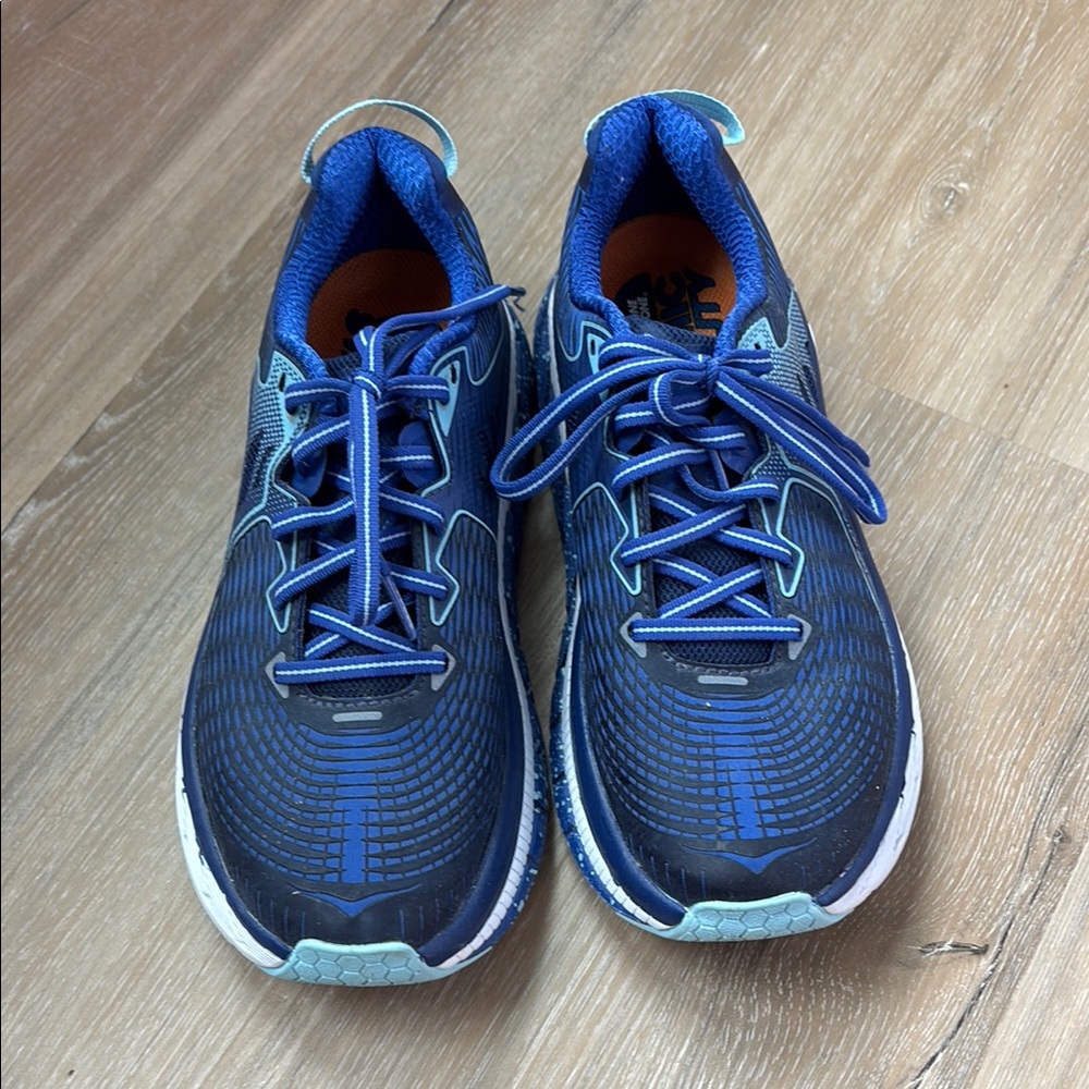 Hoka Blue and Orange Athletic Shoes with Mesh Upper